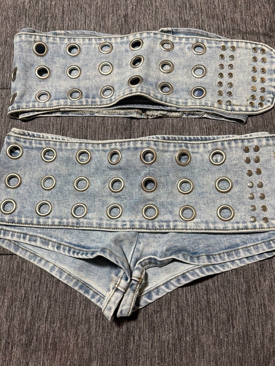 Fashion Nova Tops - Fashion Nova The Baddie Fit Denim Micro Short Set